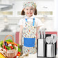 Kids Apron Set with Chef Hat, Cute Child Baking Aprons with Adjustable Neck Strap and Pockets for Girls Boys Cooking Baking Pain