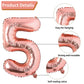 40 Inch Rose Gold Number 5 Balloon, 5Th Birthday Balloons, 11Pcs Rose Gold Birthday Print Balloons Matt White Pink Latex Balloon