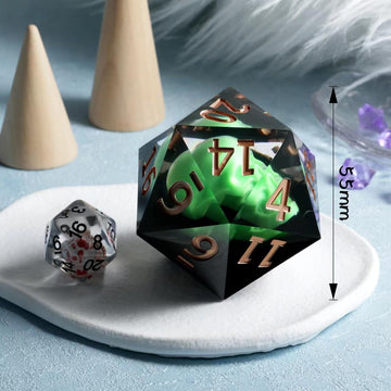 Large 55mm Skull D20 Dice DNDND Single 20 Sided Polyhedral D&d Dice with Velvet Pouch for DND(Purple Skull)