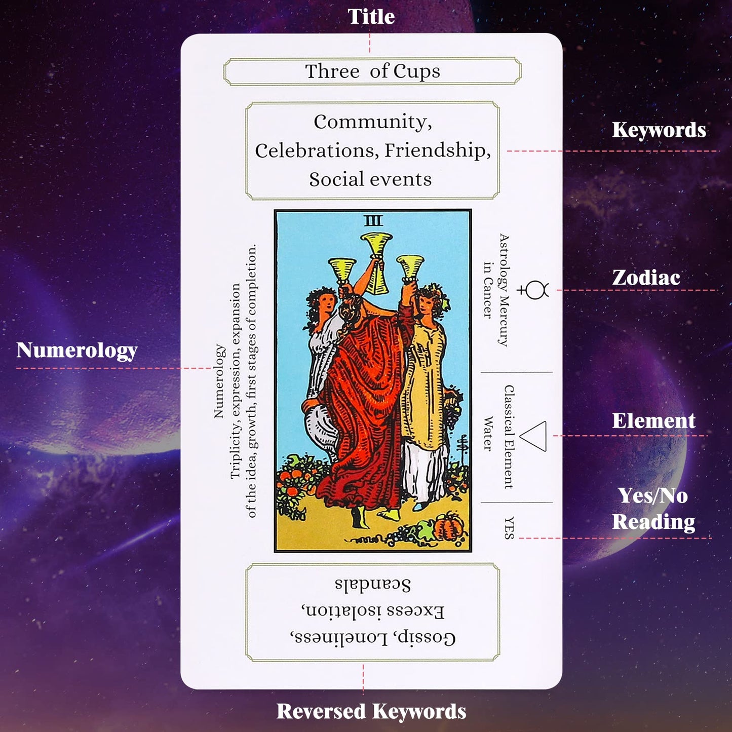 Erbacan Beginner Tarot Cards Deck-Tarot Cards With Meanings On Them-Tarot Deck With Guidebook(Free Soft Velvet Pouch Bag)