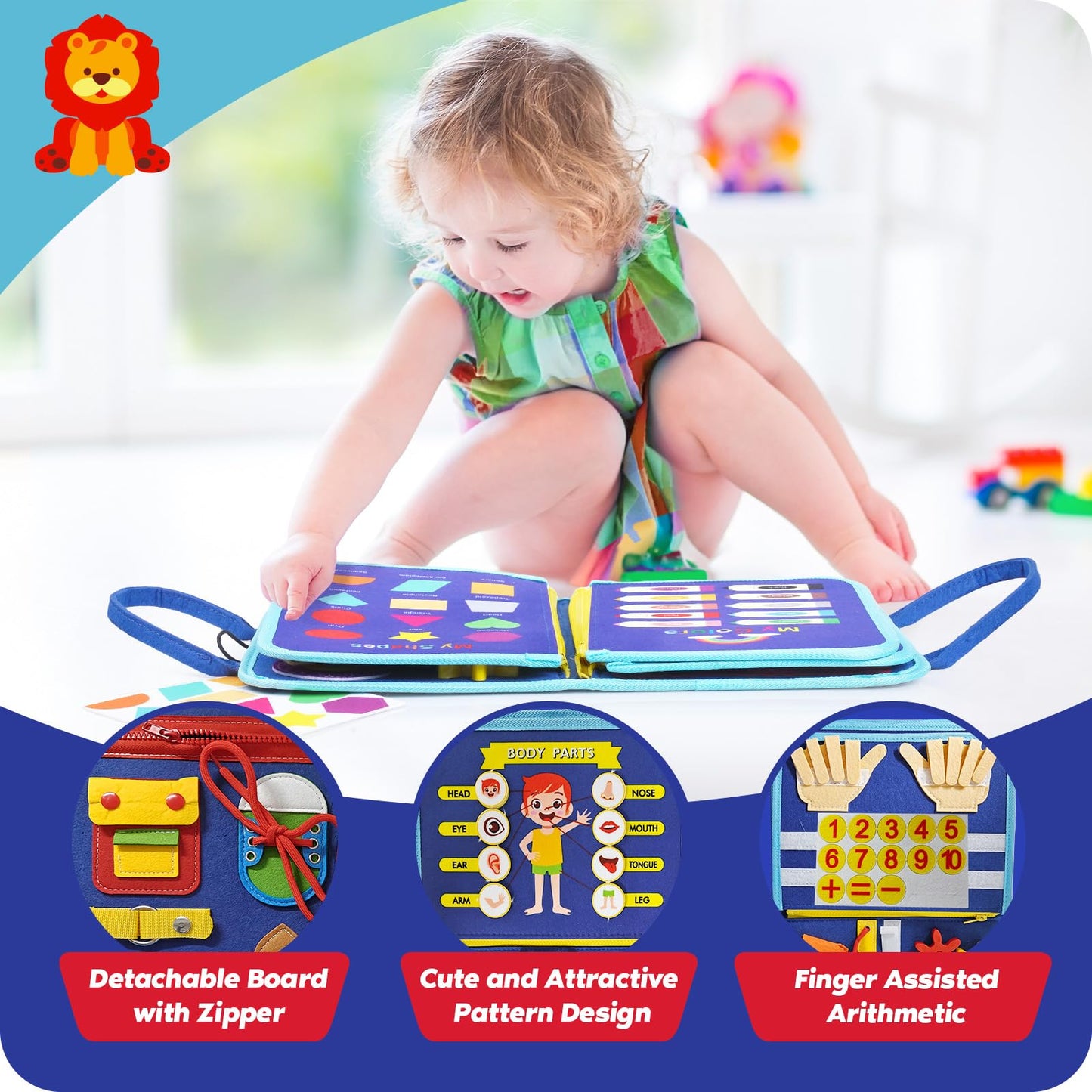 Inklab Busy Board For 3 Year Old, Montessori Toys For 1-3 Year Old, Toddler Learning Toys Ages 2-4, 3 Year Old Boy Birthday Gift