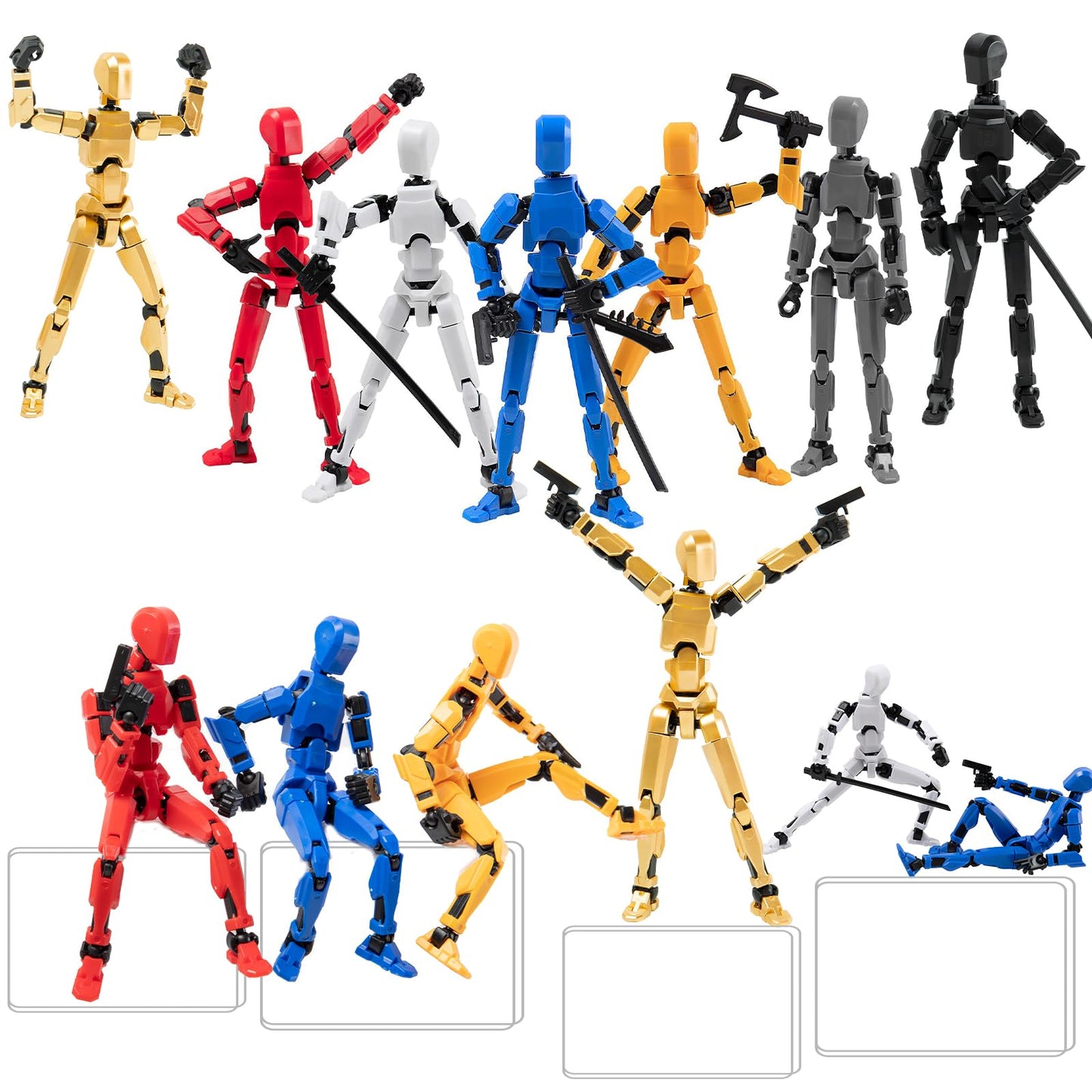 Sulliwayu 4PCS Assembled Titan T-13 Action Figures Set Lucky Dummy Nova 13 Action Figure Robot Anime Stick Figures Fidget Toys f