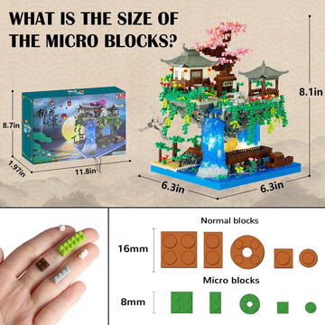 Vziimo Cherry Blossom Bonsai Tree Micro Building Block Set, Chinese Architecture Peach Blossom Pond Kits, Japanese Sakura Tree Toys For Adults Kids Age 14+ (2705Pieces)