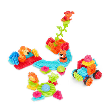 Battat- Bristle Blocks- Stem Interlocking Building Blocks- 54 Pc Playset- Reusable Storage Bucket- Developmental Toys For Toddlers & Kids- Jungle Advetures- 2 Years +