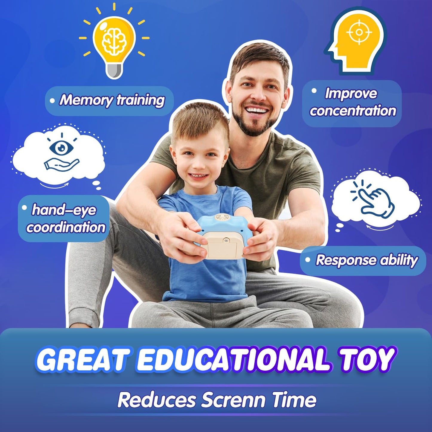 Upgraded Fast Push Game For Kids 6-12, Pop Sensory Fidget Toys For Kids 8-12 Exercises Reaction Birthday Gifts For Boys And Girls Ages 3-12 Years Old & Up(Blue)