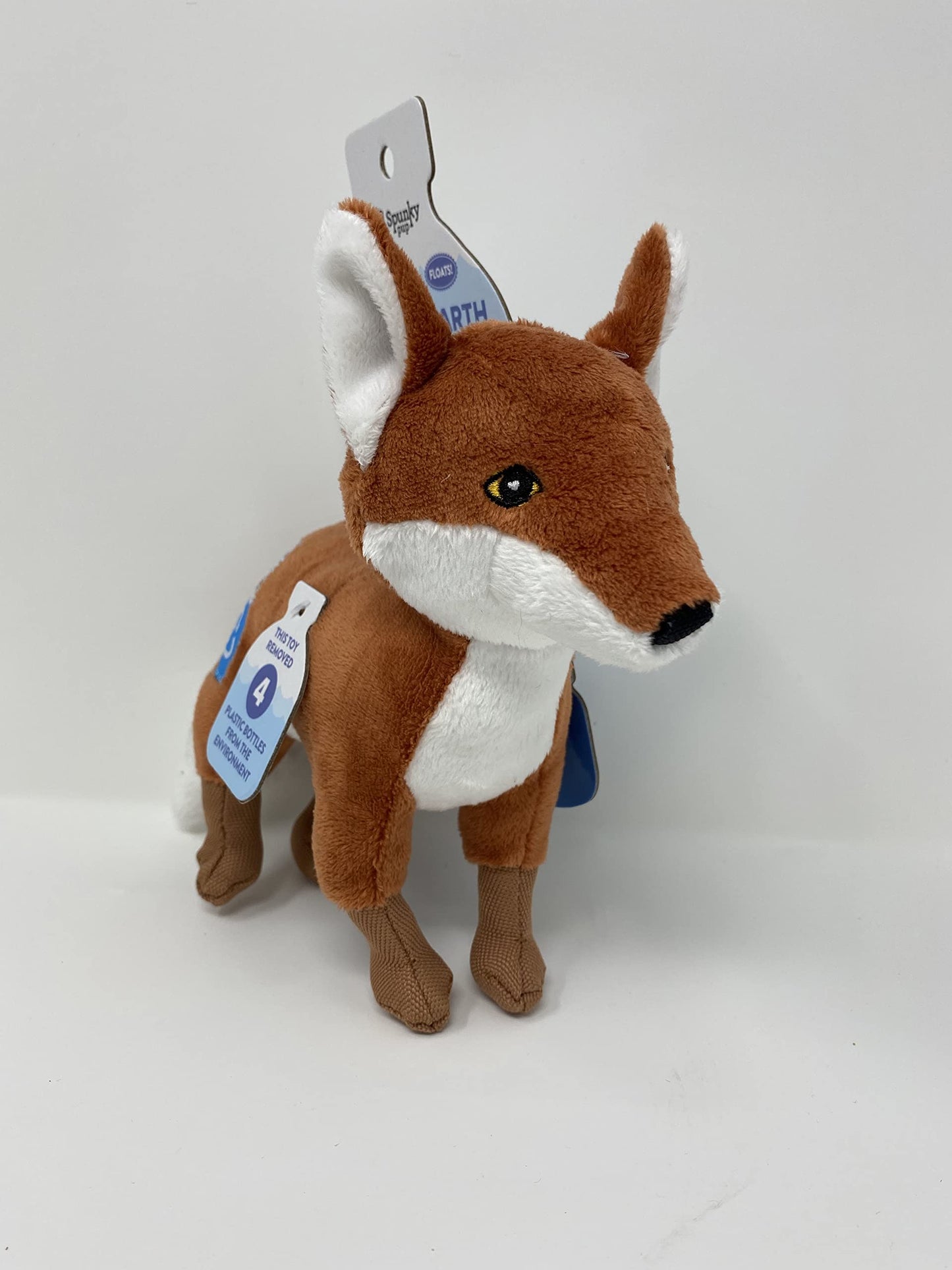 Spunky Pup Clean Earth Plush Fox Toy - Small, Brown, Made from 100% Recycled Water Bottles, Model 7260