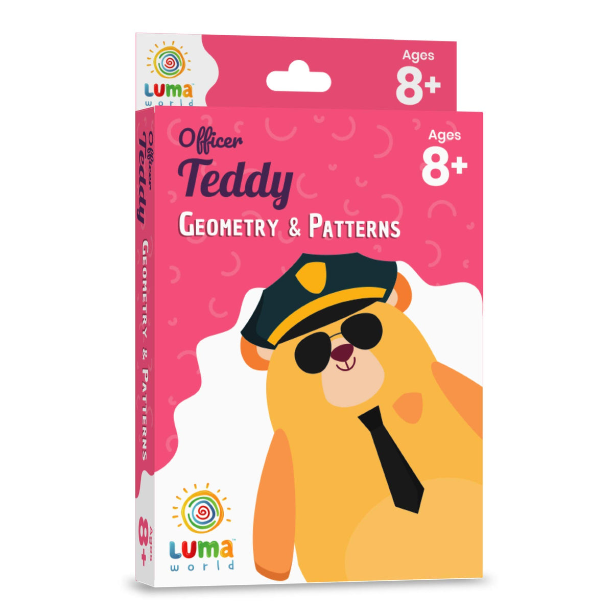 Luma World Officer Teddy Educational GameBased Math Flash Cards with Magic Glass for 8+ Years to Learn Standard 3 Geometry and 