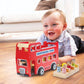 Imagination Generation Wooden Double Decker Bus - Natural Beechwood Cars for Kids 12+ Months, Red