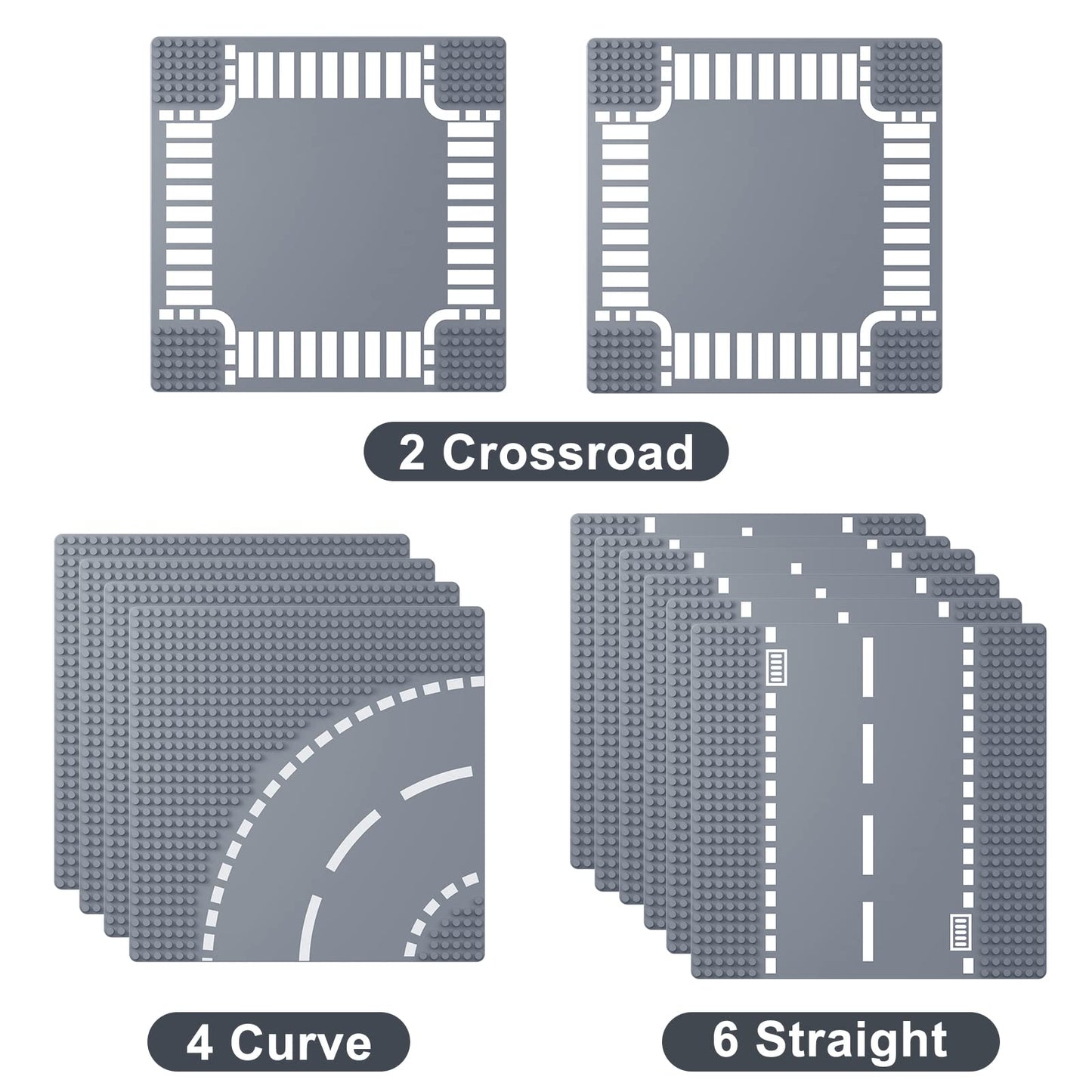 Homikidy Road Base Plates For City Road Building Block,12 City Street Plates,10'X10'Road Baseplates For City Street