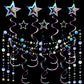Luinabio 37 Pieces Iridescent Holographic Party Decorations Glitter Swirl Streamer Galaxy Garland Hanging Bling Star Party Suppl