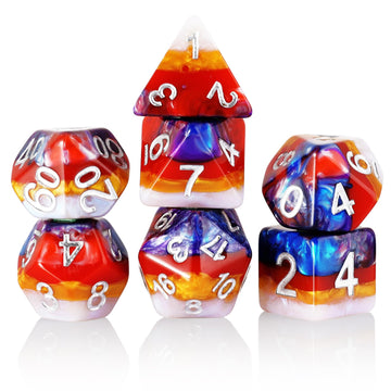 DND Dice Set, Solid Hierarchical Polyhedral Die,Colour Resin Dice Game Dice for D&D Dungeons and Dragons RPGs Role Playing Table