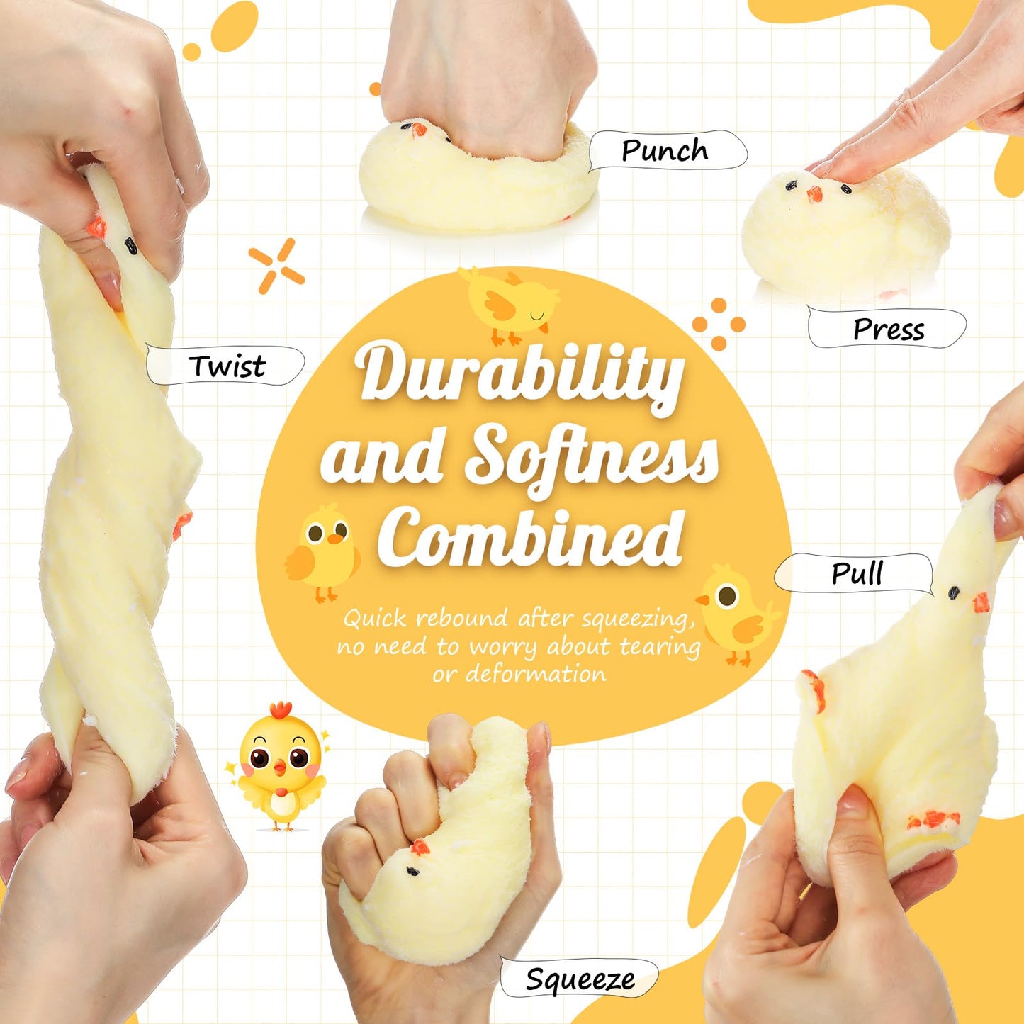 Pickmesh 1pcs Handmade Taba Fidget Toy Fufu Soft Stress Relief Chicken Sensory Fidget Toy Sticky Stress Relief Pinch Kawaii Gift