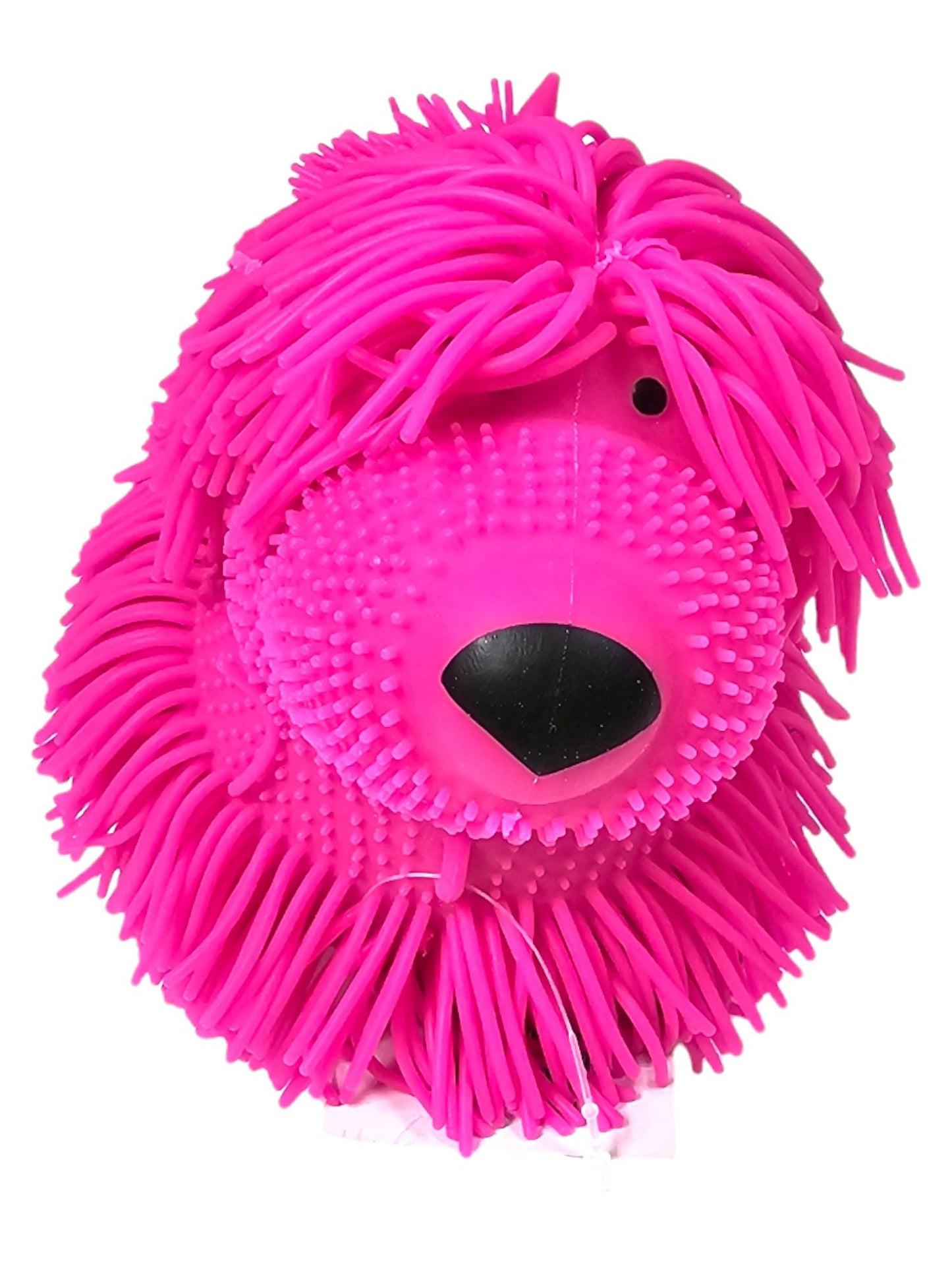 Zugar Land Soft Shaggy Puffer Dog Toy (1 Pink) (8'' X 5'') Rubber. Filled With Air For A Fun Squishy Stretchy Fidget Experience.