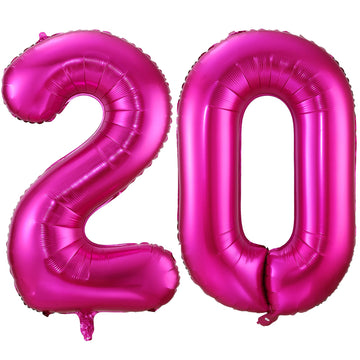 Hot Pink 20 Balloon Numbers,40 Inch 20 Birthday Balloon Foil Mylar Number 20 Balloon Large Dark Pink Number Balloons For Birthday Party Anniversary Festival Decorations