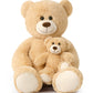 Tezituor Giant Teddy Bear Stuffed Animal 39In, Large Teddy Bear Mommy With Baby, Big Teddy Bear Stuffed Bear For Kids, Girlfriend On Mother'S Day, Valentine, Christmas, Baby Shower, Light Brown