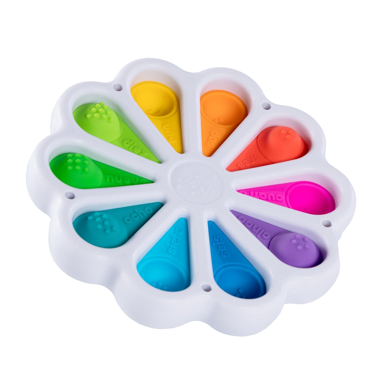 Fat Brain Toys Dimpl Digits Toddler Toys, Popping Number Learning Sensory Preschool Toy For 2 Years+, Bilingual Spanish And Engl