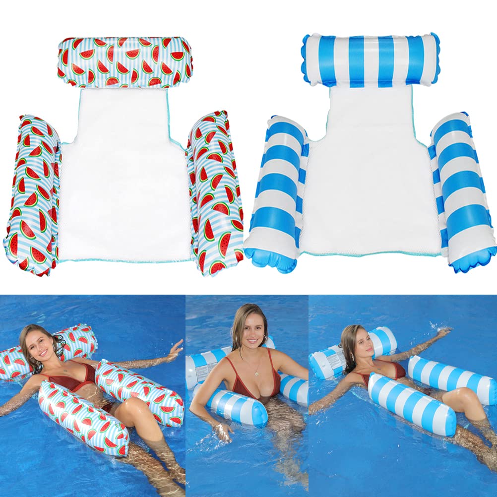 2-Pack Water Lounger Pool Chair Lounge, Inflatable Pool Float, Multi-Purposepool Hammock & Water Hammock Pool Floats For Adults