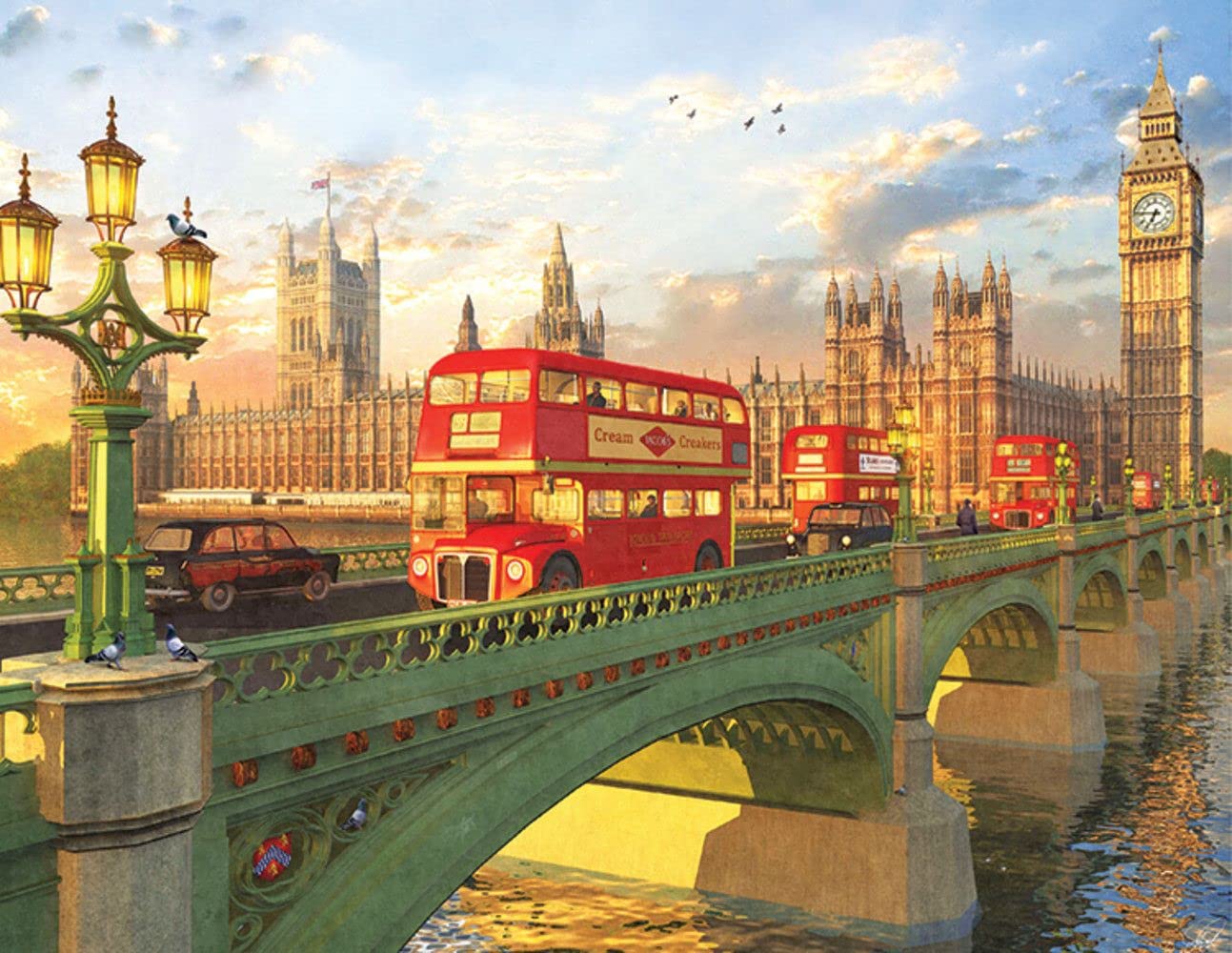 Springbok 500 Piece Jigsaw Puzzle - Westminster Bridge, Engineered Wood, Multi-Color, Model 33-01542, Made in USA