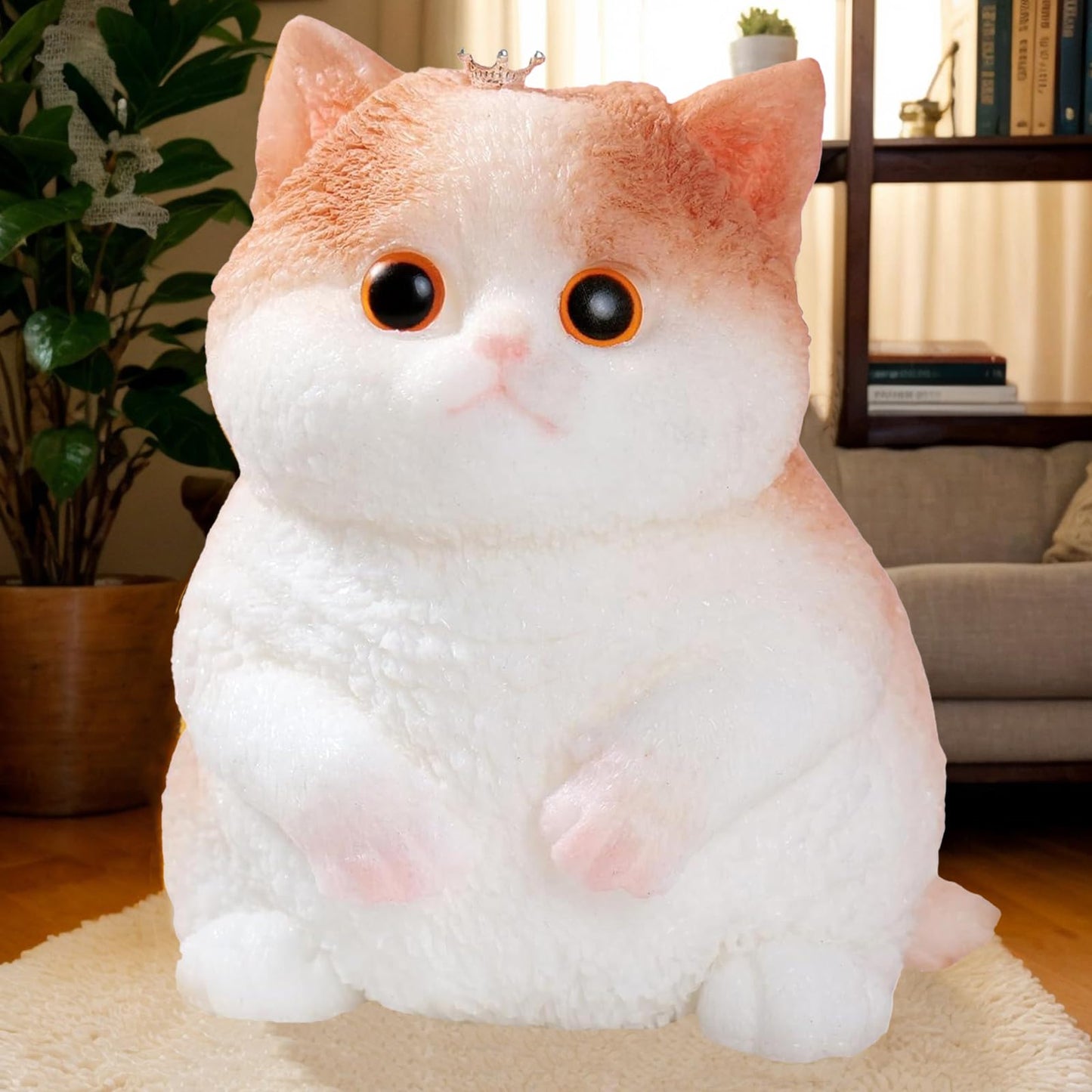 YJPPDD Big taba Squishy Cat  Handmade Squishy Cat for mature-themed/Kids  Stress Relief  Cute & Soft Cat Design  Perfect Squeeze Toys Gift for Relaxation and Fun - Dress Up Your Own Squishies Cat(Crown Cat)