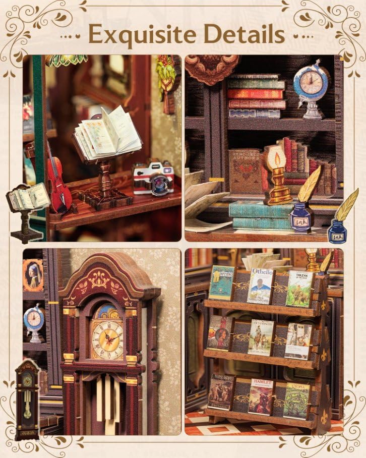 CUTEBEE Book Nook Kit  DIY Miniature House Kits for mature-themed and Teens  Dollhouse Mini Booknook House Bookshelf Decor  DIY Craft Gifts for Family and Friends(Owl Bookstore)