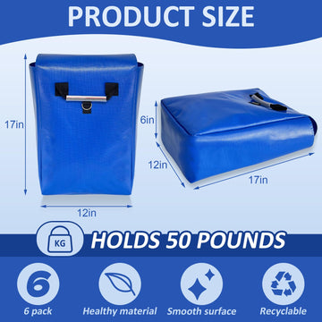 6 Pcs Sturdy Outdoor Toy Sandbags with Handle  50lb Capacity  6-Pack - Safely SeInflatable Bounce Houses  Water Slides  and Tents Blue