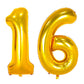 Large Gold 16 Balloon Number, 42 Inch 16Th Birthday Decorations, Foil Mylar Big Helium Numbers Balloons For Birthday Anniversary