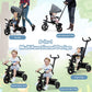 BABY JOY Tricycle, 5 in 1 Toddler Bike W/Removable Push Handle, Reversible Seat, EVA Wheel, Adjustable Canopy, Cup Holder & Stor