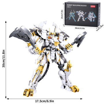 CSNRHG White Tiger Samurai mech Robot Model with Double Axe Head Building Blocks Toy Set Mythical Birthday for Age 8+ Children A