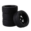 BQLZR 4PCS RC1: 10 Flat Sports Car with Mountain Pattern Tires and New 7-Spoke Black Wheels 20468