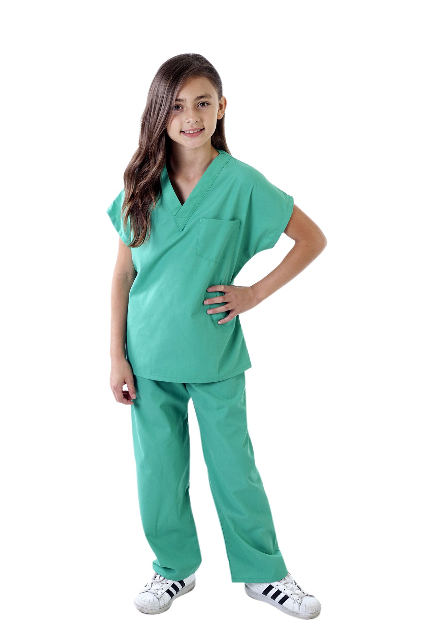 Natural Uniforms Childrens Scrub Set-Soft Touch-Role Play Costume Set (Surgical Green, 12/14)