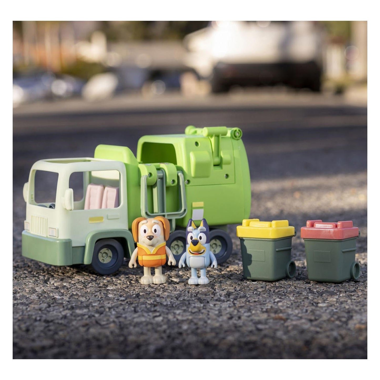 Bluey Garbage Truck Playset with 2.5" Poseable Figures, Multicolor, Model 17170, Made of Durable ABS Material