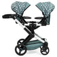 Bayer Design Dolls: Pram Xeo Twin - Green & White Stars - Seats 2 Dolls Up to 18, Shoulder Bag, Adjustable Handle, Foldable, Kid
