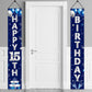 Turypaty Blue Silver 15Th Birthday Door Banner Decorations, Happy 15 Birthday Party Porch Sign Supplies For Boys, Sweet 15 Year