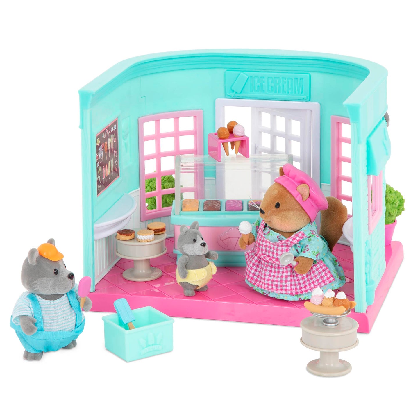 Li'l Woodzeez Ice Cream Shop Playset - Multicolor Dollhouse with Accessories, Model WZ6627Z, for Kids Age 3+