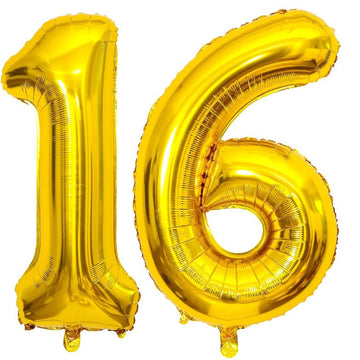 40 Inch Gold 16 Number Balloons Giant Jumbo Huge 16 Or 61 Foil Mylar Helium Number Digital Balloons Gold Birthday Mylar Digital