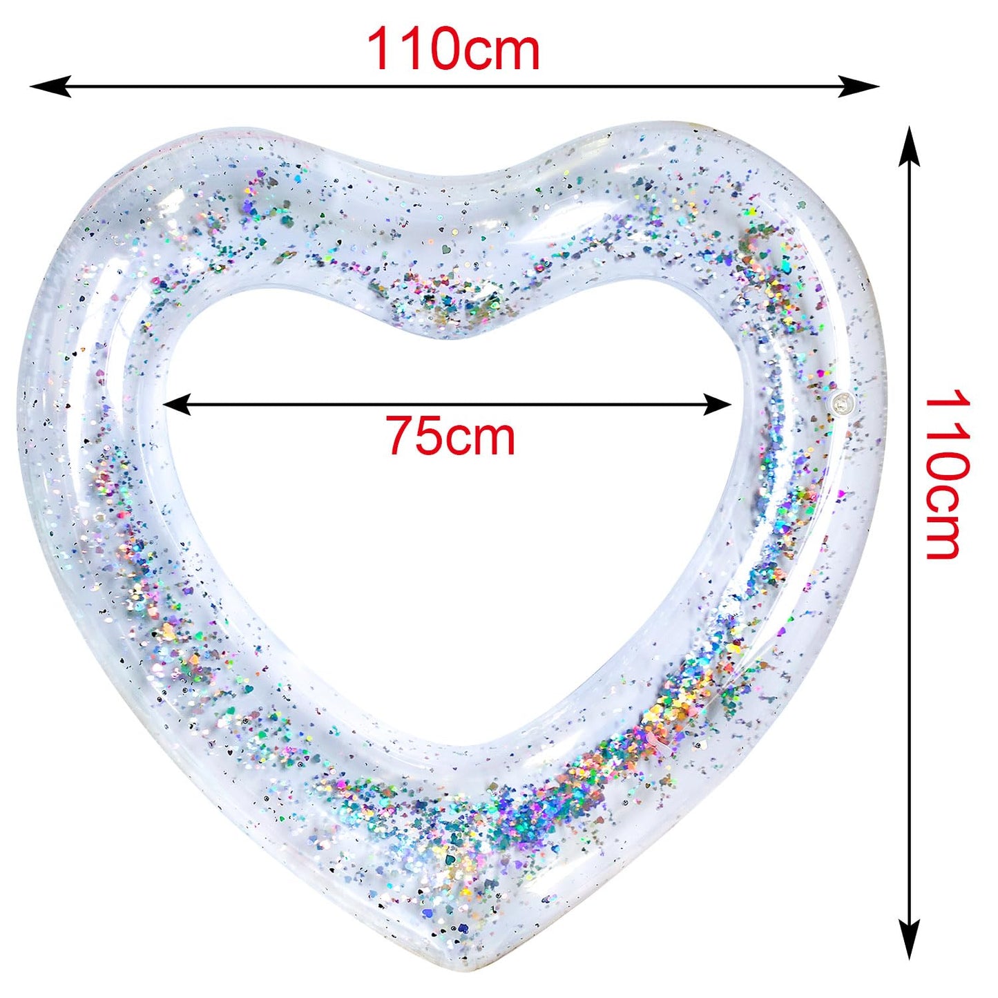 ZHUYNXIR Heart Swimming Pool Float  mature-themed Pool Floats  Water Fun Beach Party Toys for Aults Birthday Scene Layout Props. (47 in Transparent Glitter)