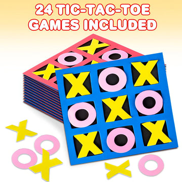 Gamie 5-Inch Foam Tic Tac Toe Mini Board Games (24 Pack) – Travel Tic Tac Toe Game For Kids, Indoor Recess Games For Classroom, Mini Board Games Bulk, Tic Tac Toe Party Favors For Kids