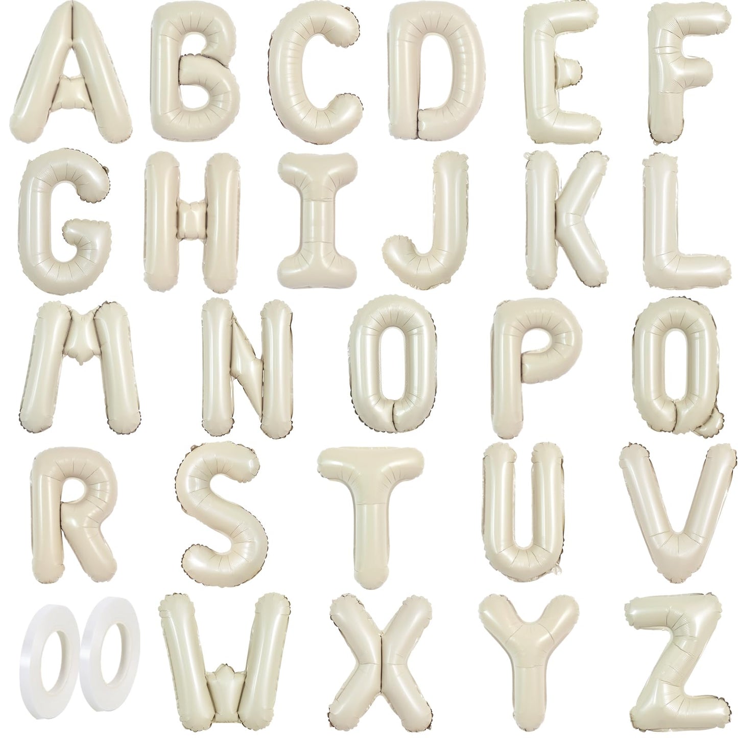 TONIFUL 16 Inch Cream White Letter A-Z Balloons,Custom Phrase Mylar Foil Alphabet Letter DIY Personalized Phrase Banner for Birt