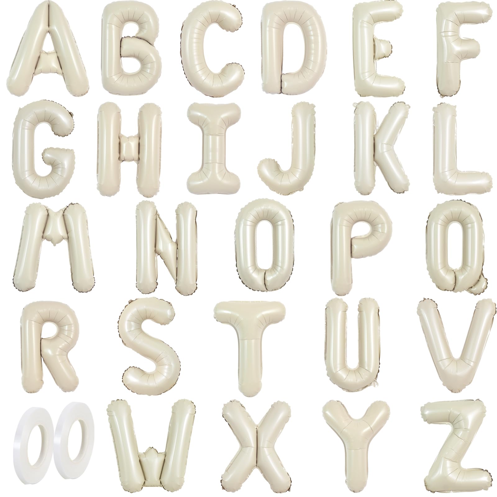TONIFUL 16 Inch Cream White Letter A-Z Balloons,Custom Phrase Mylar Foil Alphabet Letter DIY Personalized Phrase Banner for Birt