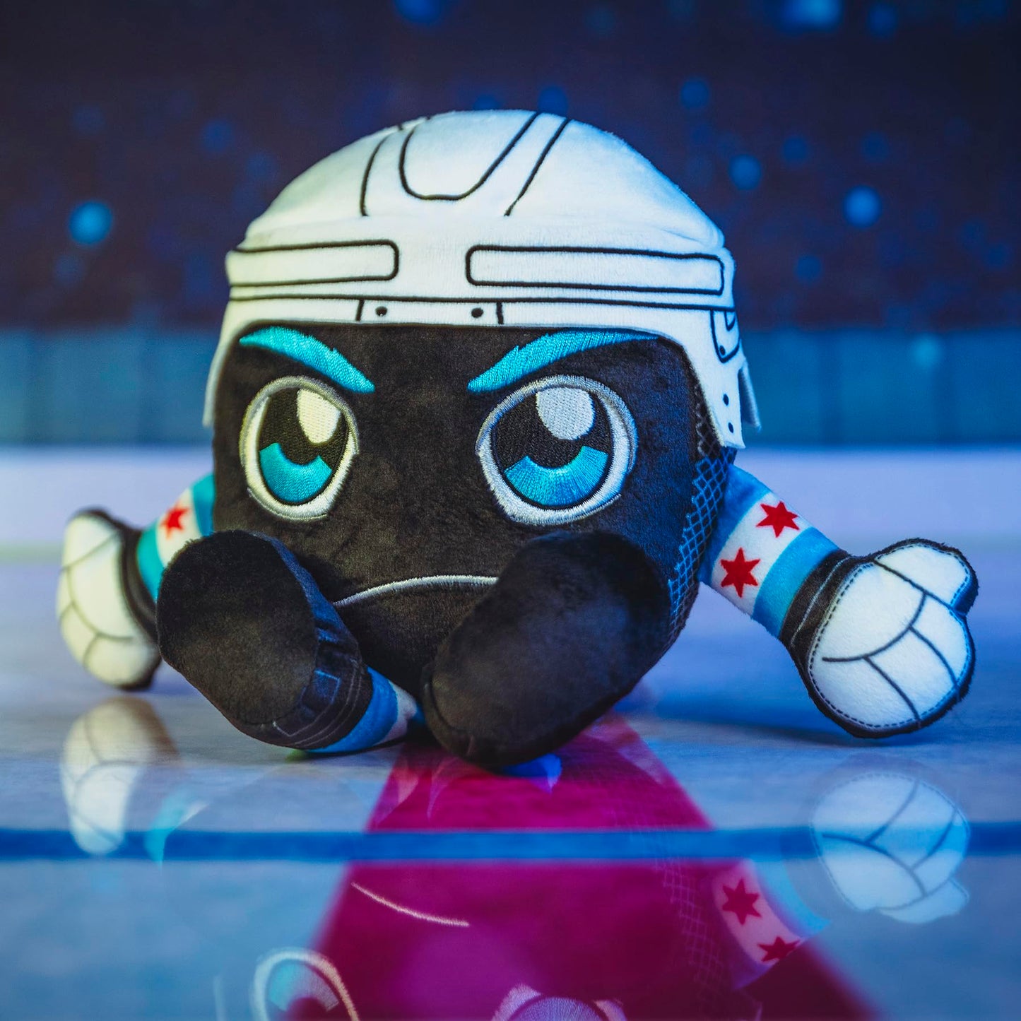 Bleacher Creatures Chicago Blackhawks 8'' NHL Kuricha Hockey Puck Sitting Plush- Soft Chibi Inspired Plush