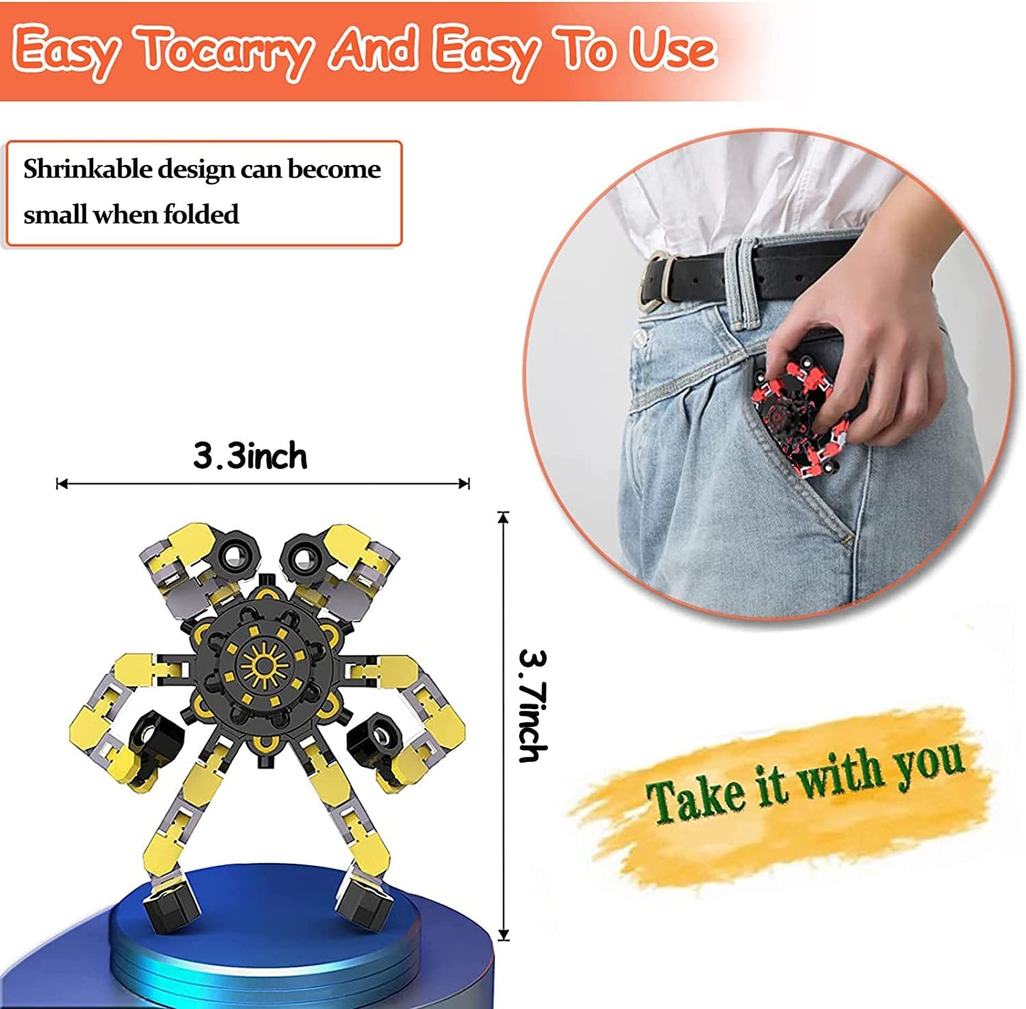 16 Packs Funny Sensory Fidget Toys,Deformable Chain Diy Robot Spinners Fingertip Stress Relief Gyro Toy Birthday Gifts Goodie Bag Easter Basket Stuffers Classroom Prizes Party Favors For Kids Adults