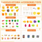 118Pcs Mini Play Kitchen Accessories for Kids, Pretend Cooking Playset with Cookware, Tableware & 2 Fruit Sets, Learning Gift fo