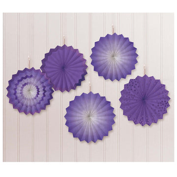 Amscan Hot Stamp Paper Fans, 5 Ct, New Purple Party-Decorations