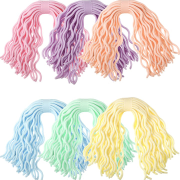 Civaner 6 Pieces Sensory Spaghetti Stretchy Toy Stretchy Pasta Toy Ramen Fidget Strings For Carnival Prizes Easter Party Gifts Stress Relieve Early Education Birthday(Macaron Color)