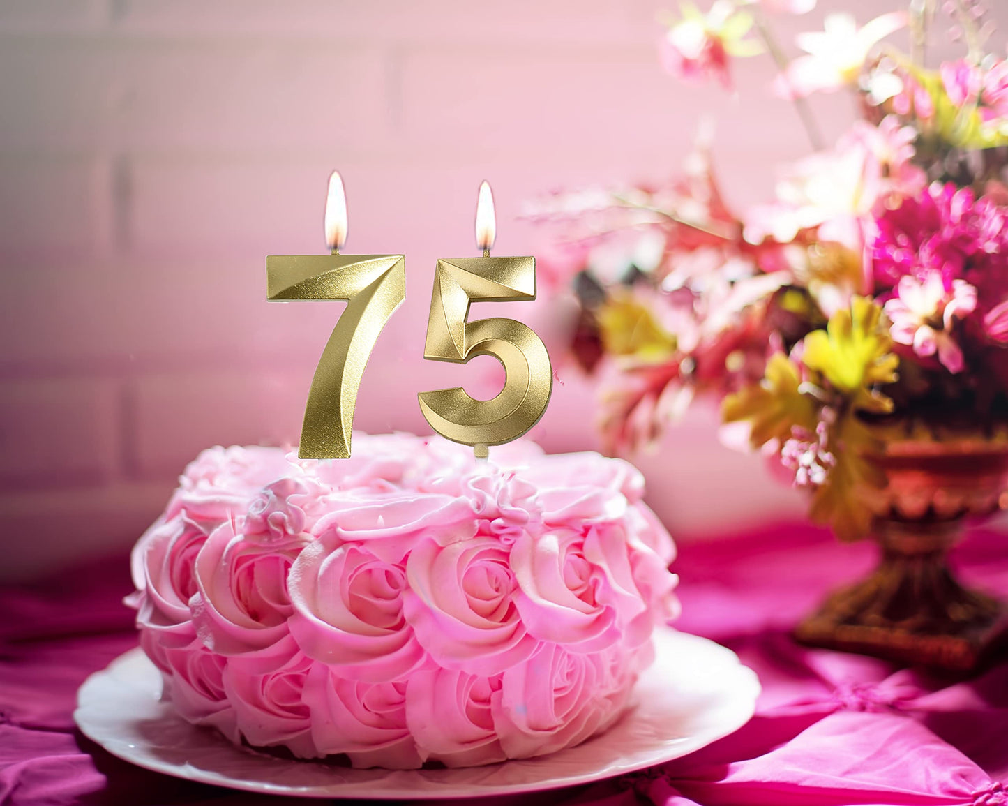 Gold 75th & 57th Birthday Candles,Gold Number 75 57 Cake Topper for Birthday Decorations Party Decoration