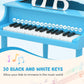 Goplus 30-Key Classical Kids Piano, Mini Grand Piano Wooden Learn-to-Play Musical Instrument Toy with Bench, Piano Lid, Music Ra