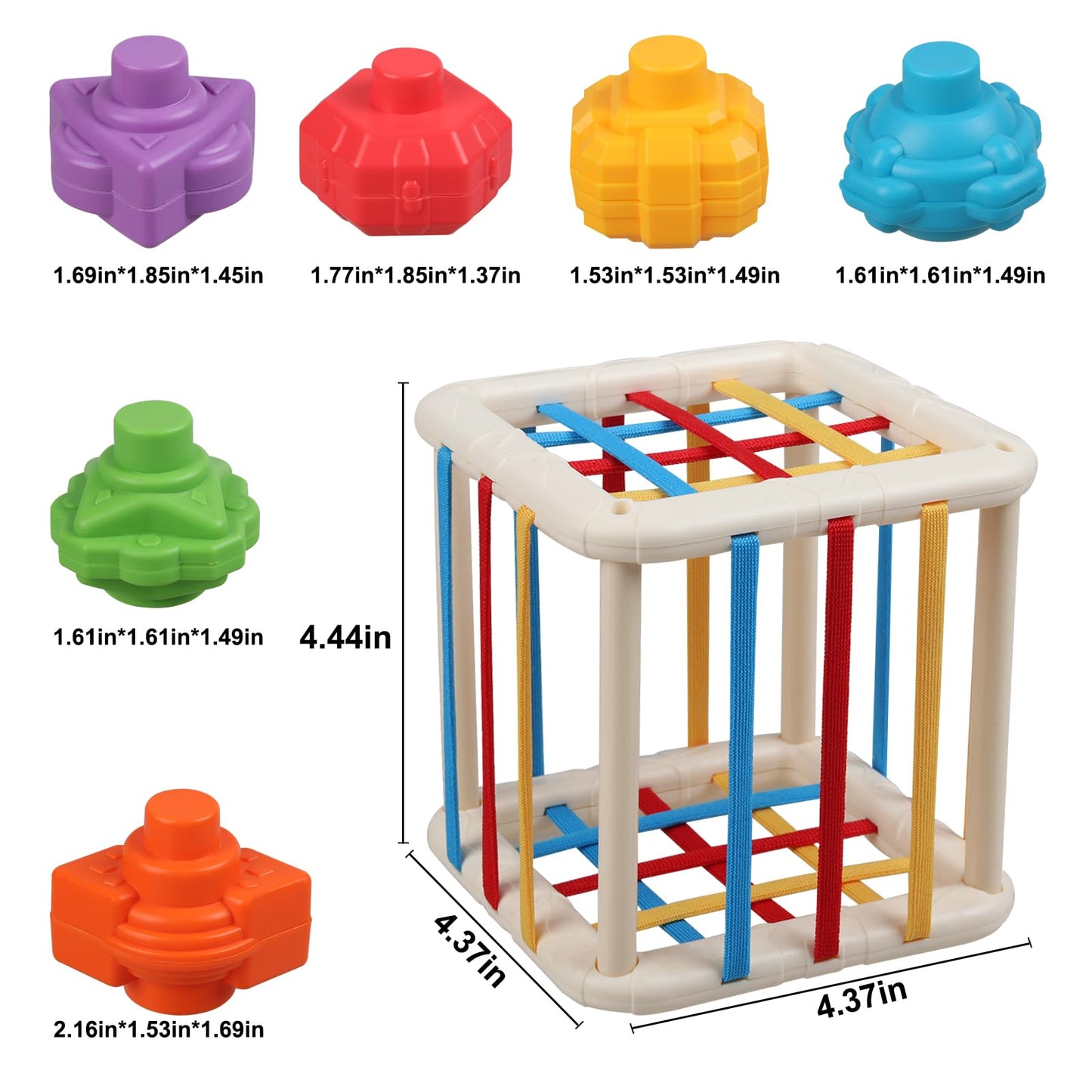 Baby Sensory Shape Sorter Blocks Toy, Activity Cube Bins, Montessori Educational Learning Fine Motor Skills Toys for Babies Todd