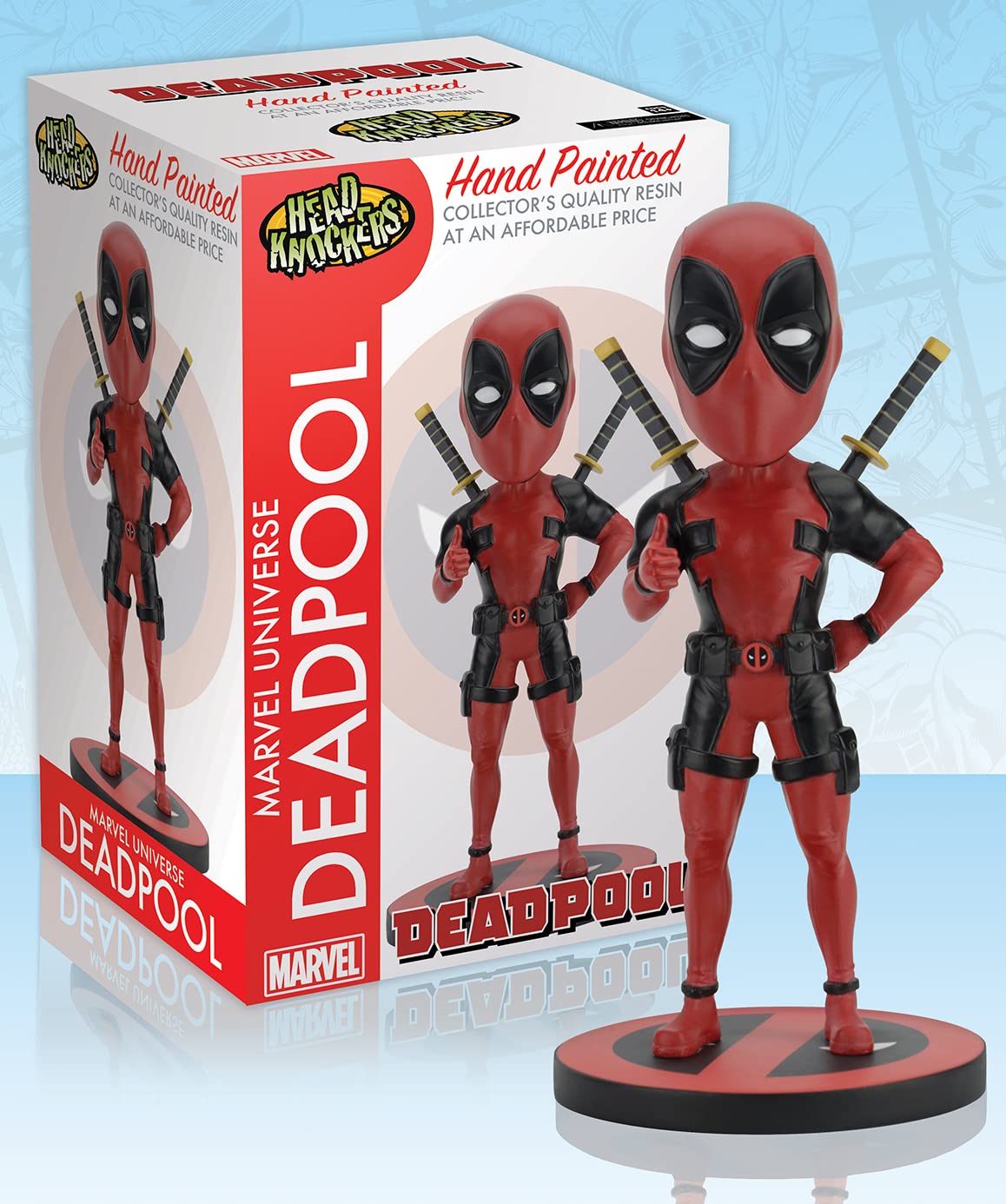 NECA Deadpool Head Knocker Toy - 8" Multi-colored Resin Figure Model 61502