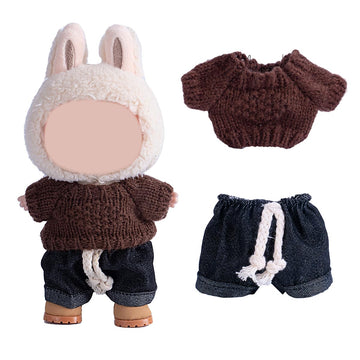 17cm Doll Clothes Set  enhanced Jeans & Knitted Sweater Outfit for 17cm 15cm Dolls  Cute Dress Up Fashion  No Doll Included (E  17cm/15cm)