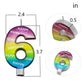 DERVENTA Birthday Candles Big Numbers MultiColored 3.7 inch Party Cake Topper 1 Piece (Number 6 Multi-Colored)